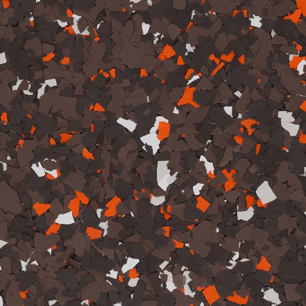 The Land Garage Floor Epoxy Flakes. Cleveland Browns Epoxy Garage Flakes. Flakes for Cleveland Browns.